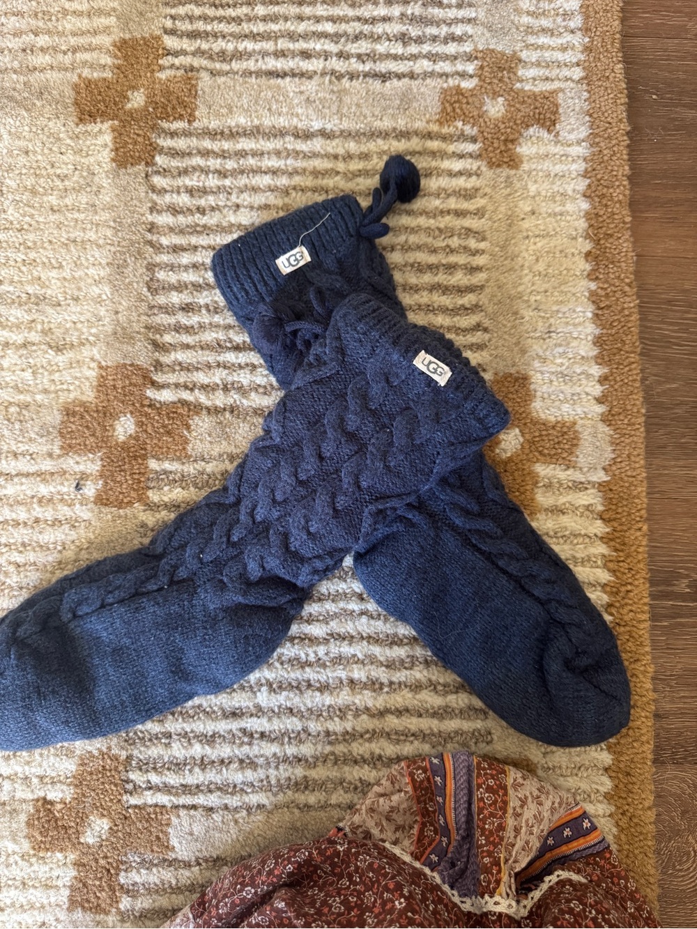 UGG Cable Knit Crew Socks in Navy